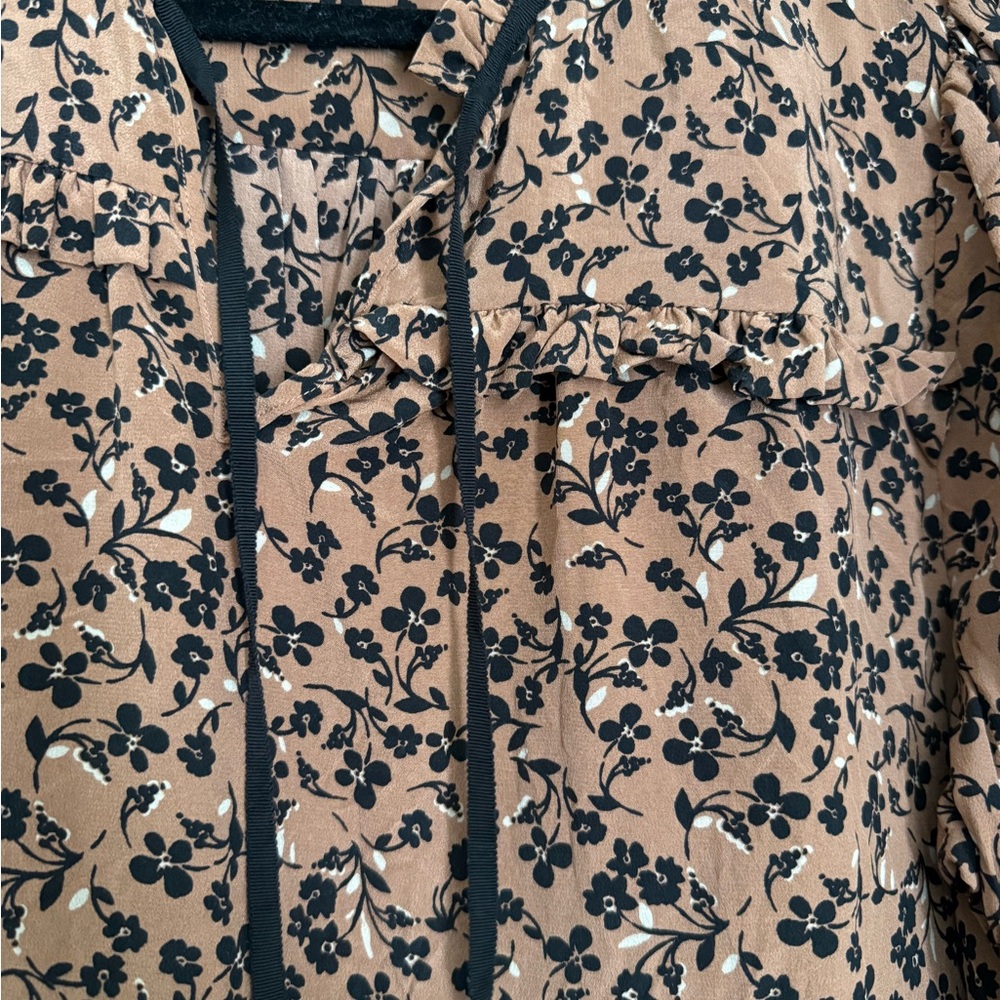 J. Crew Point Sur Tan and Black Blouse - Picture 3 of 5